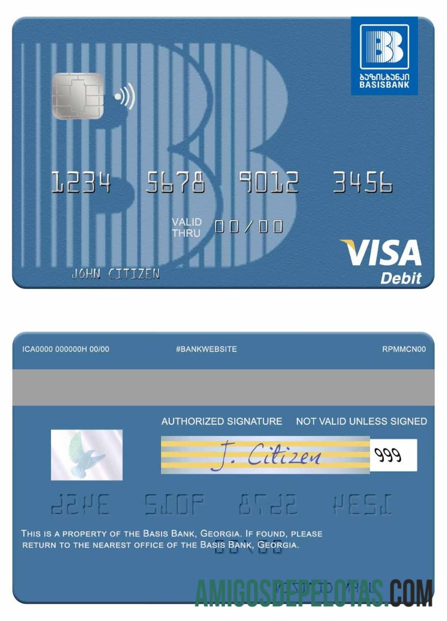Cartão de débito Visa do Georgia Bass Bank amostra